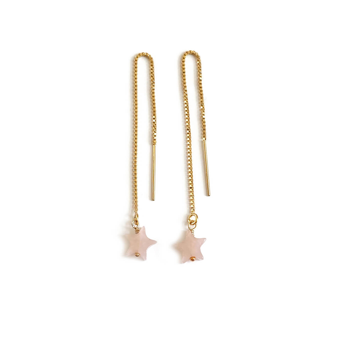 Rose Quartz Star Threader Earrings