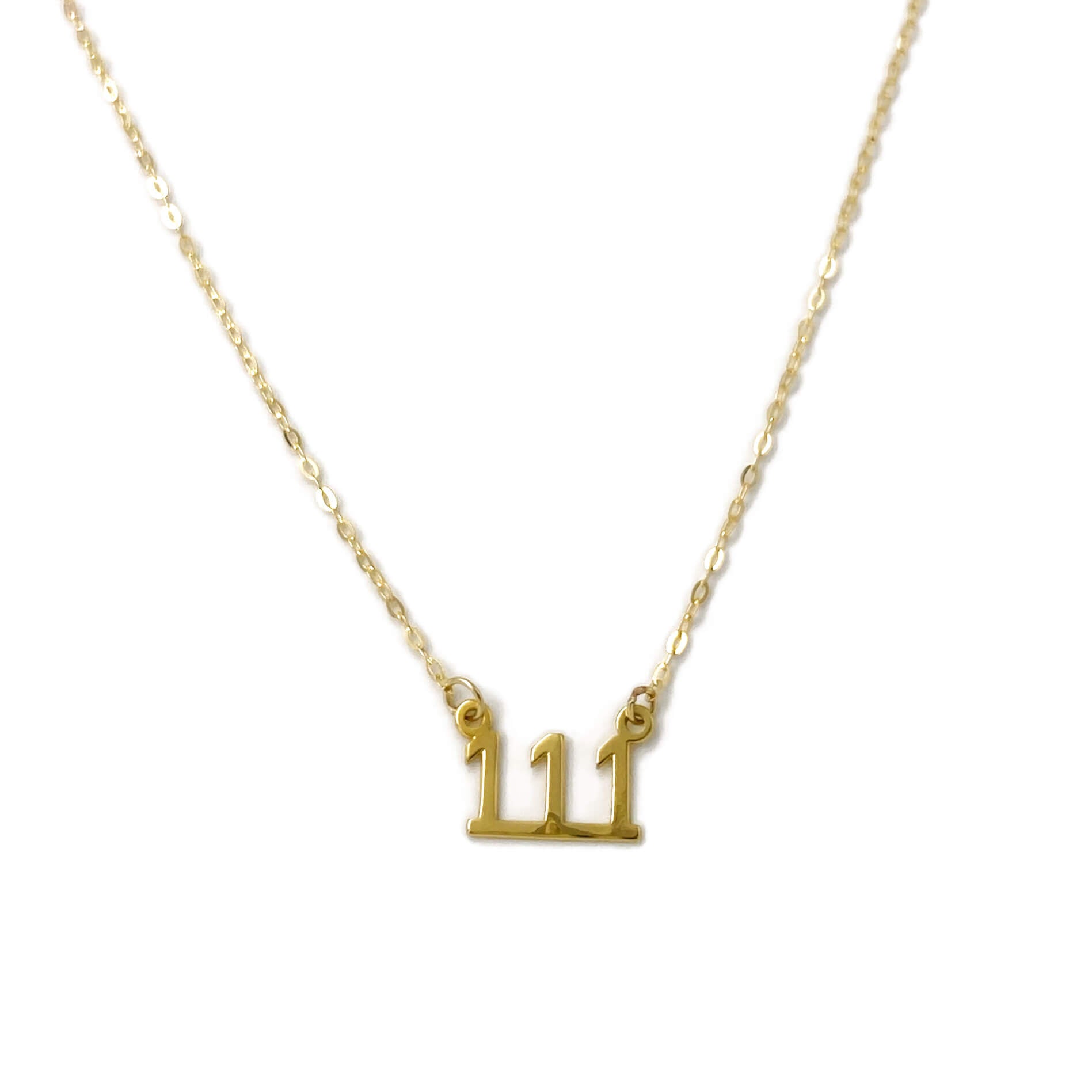 This is a 111 Angel number necklace that is made of gold filled material.