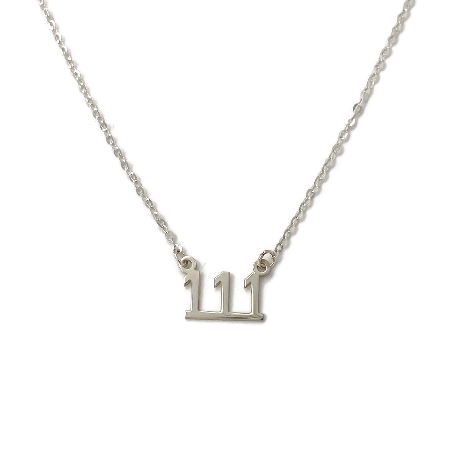 This is a sterling silver 111 angel number necklace. It can be made in 16 inches or 18 inches long