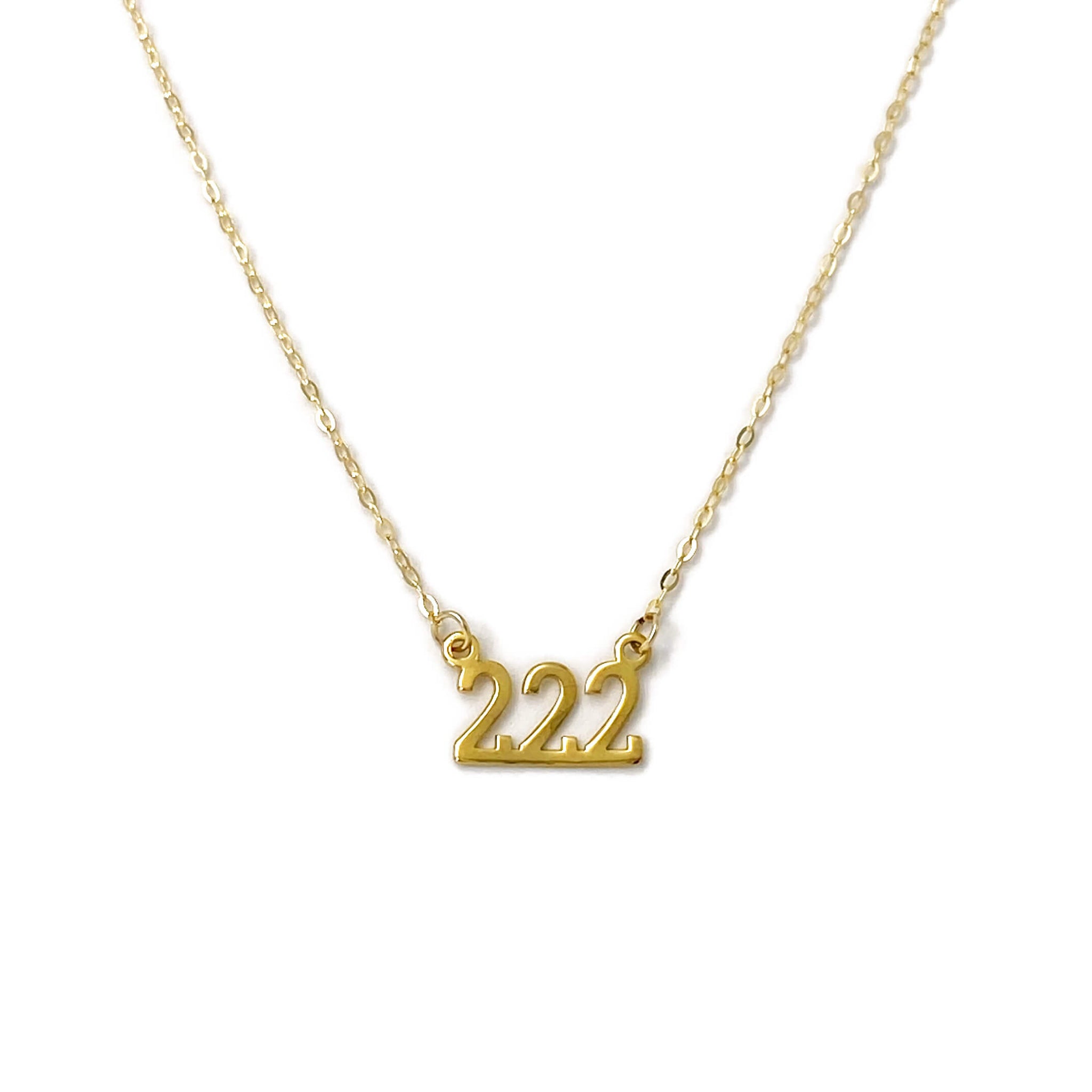 this is a 222 angel number necklace that can be made in 14k solid gold or gold filled material.  