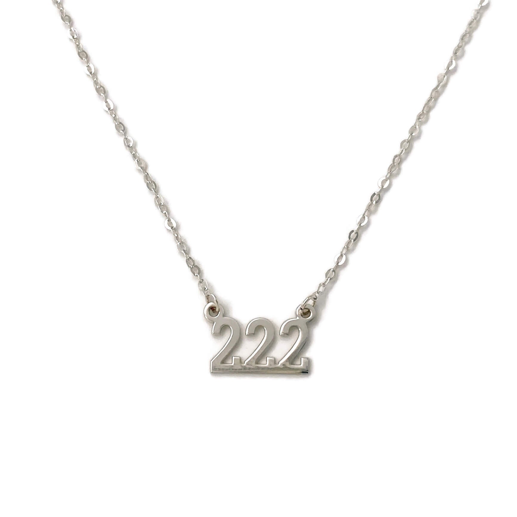 This is a sterling silver 222 angel number necklace that can be made in 16" or 18" long. It's super dainty and cute.