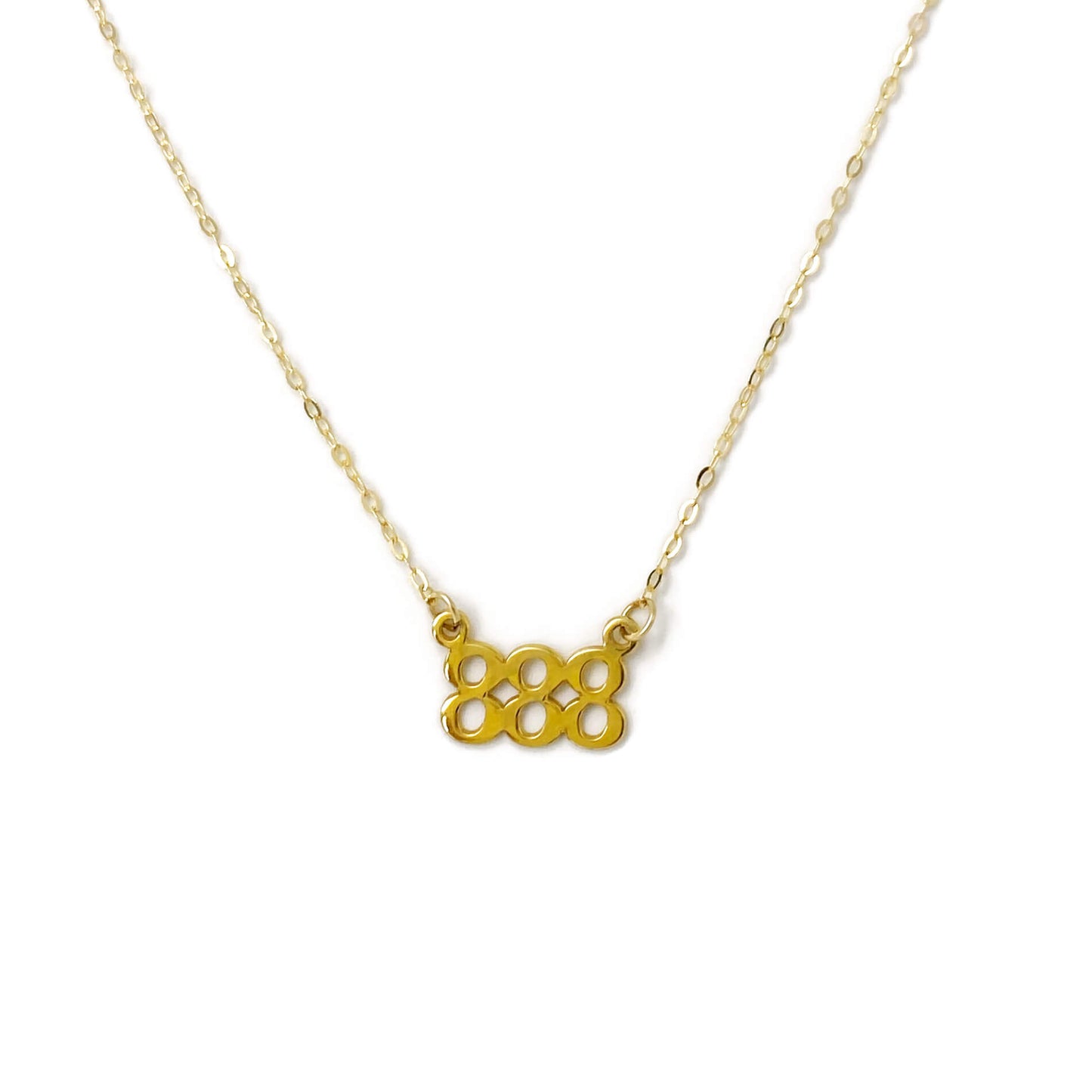 This is a 888 Angel number necklace that is made of 888 gold filled charm and dainty gold filled chain.