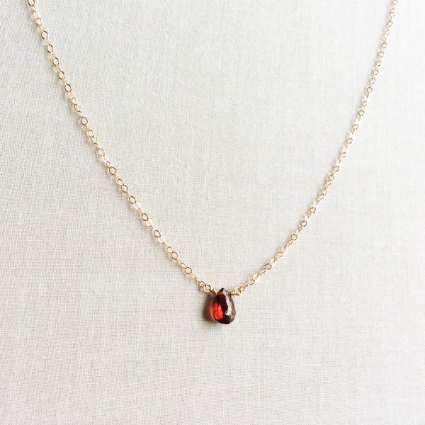This dainty garnet necklace is made of real garnet and 14k gold chain.  This garnet birthstone necklace can also be made in sterling silver or gold filled chain.