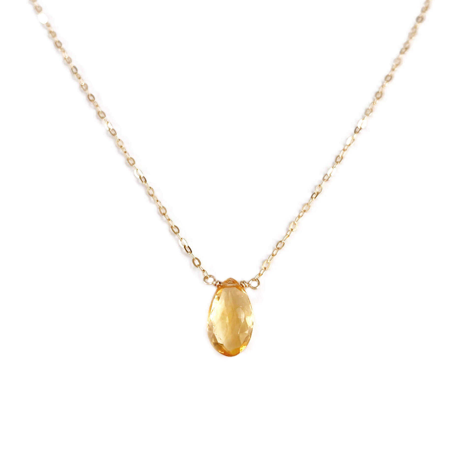 Dainty citrine necklace is made of 14k dainty gold and a single real natural citrine gemstone. 