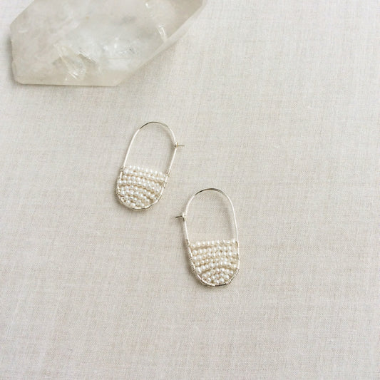 Pearl Oval Hoop Earrings