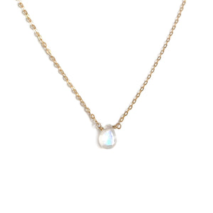 The rainbow moonstone necklace is adjustable from 16 inches to 18 inches long. 