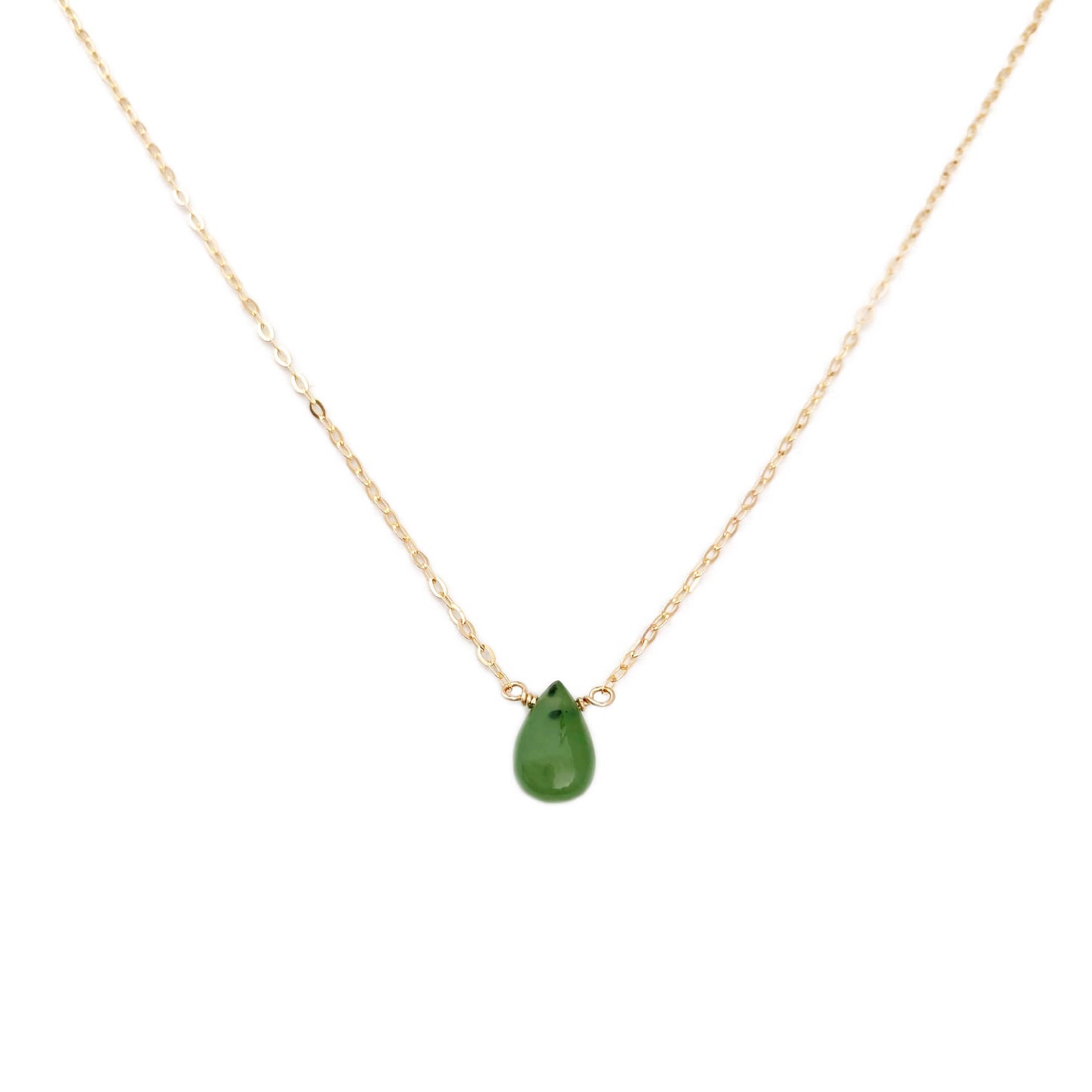 This real jade necklace is for women. This jade necklace is made in 14k gold with a single size.