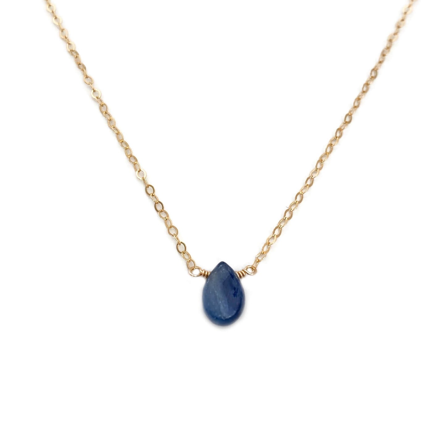 This kyanite necklace is made with a single blue kyanite stone. Our more spiritual customers have told us about the blue kyanite meaning is to have the ability to protect and reflect the energy of the sky.