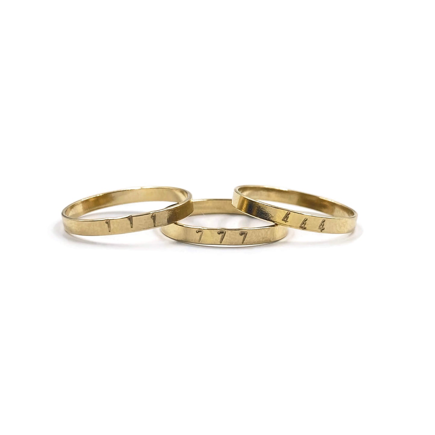 These are angel numbers rings that are made of gold filled band hand stamped with angel numbers.