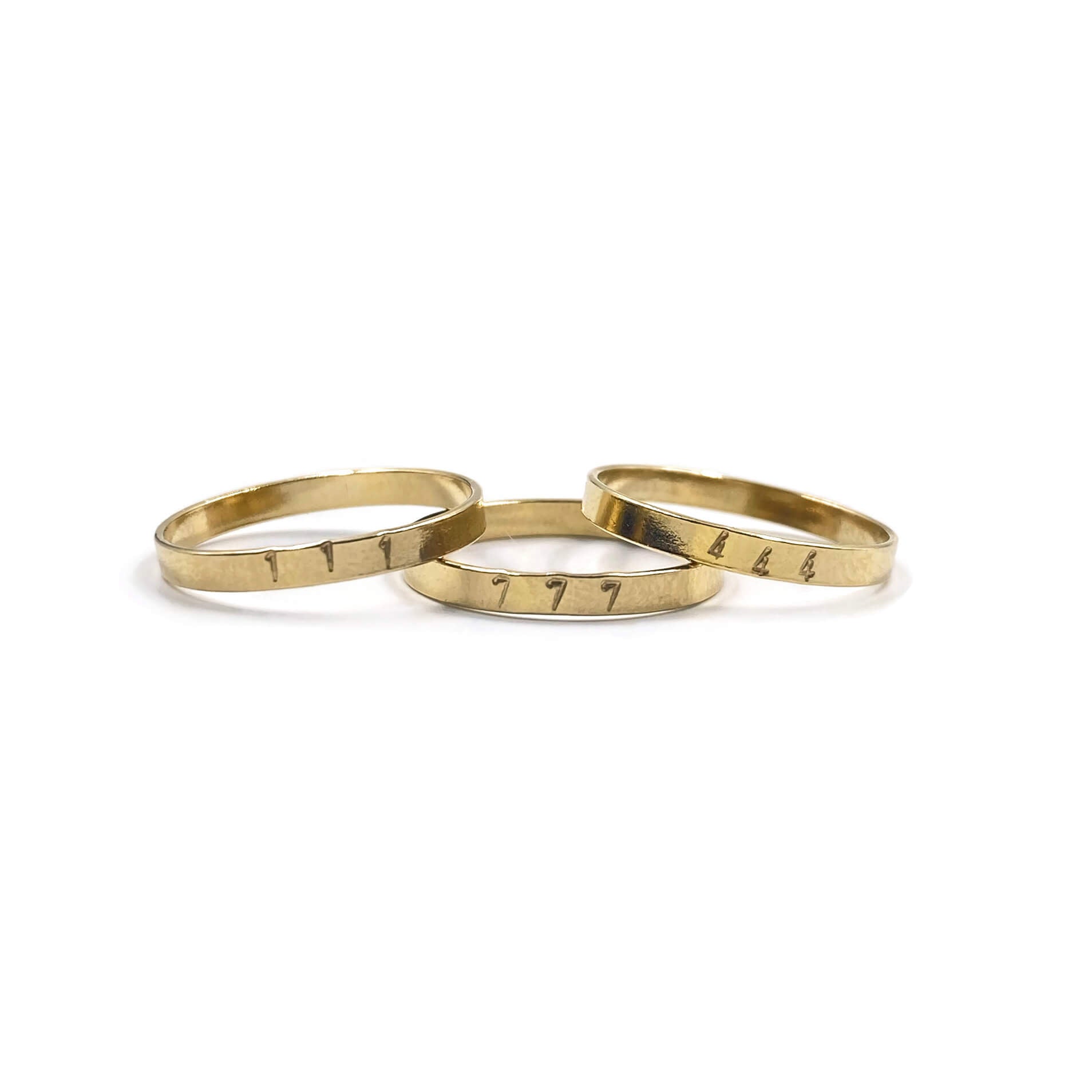 These are angel numbers rings that are made of gold filled band hand stamped with angel numbers.