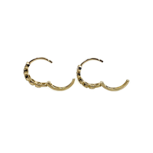 14K Bezel Set Diamond Huggie Earrings