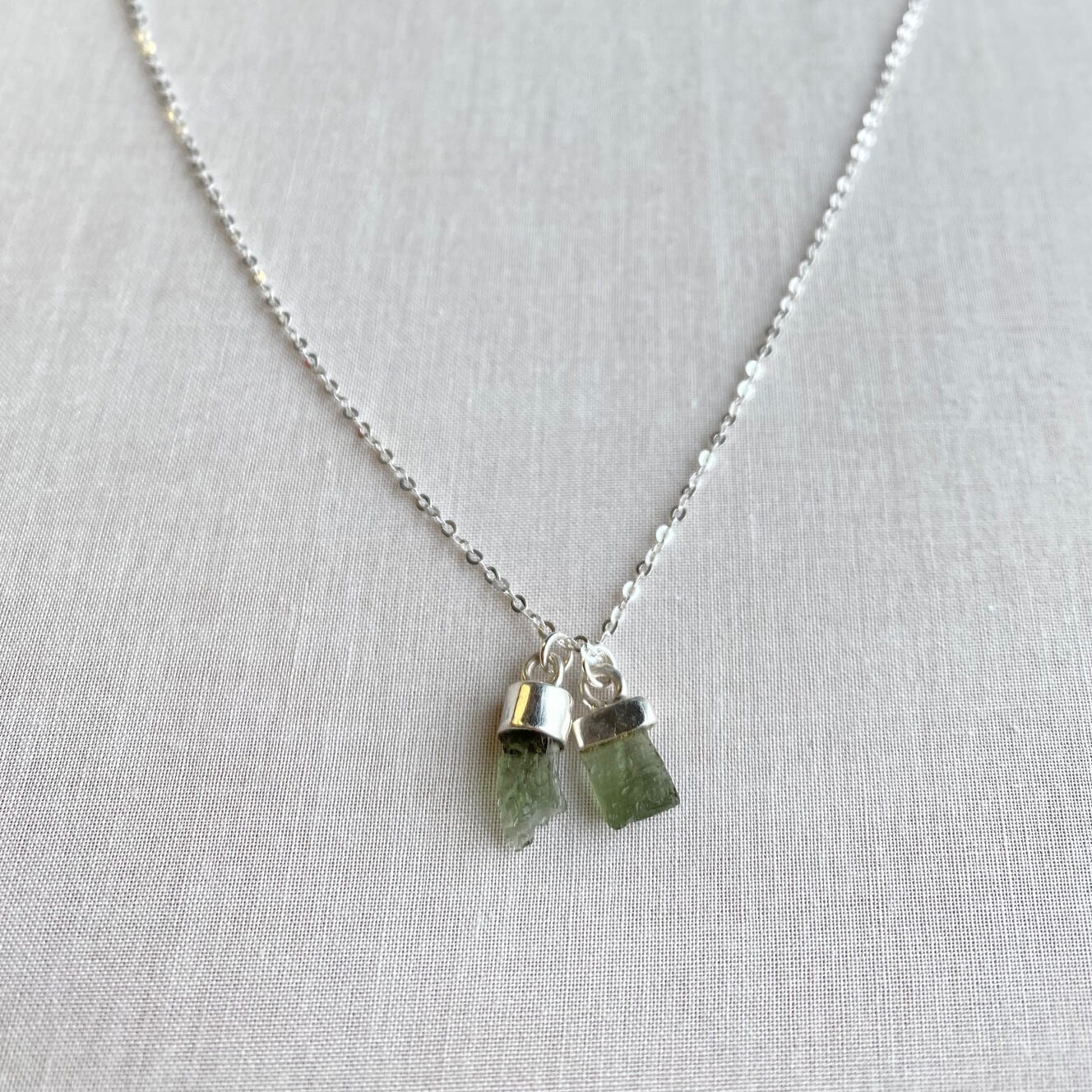 Two Tiny Moldavite Necklace