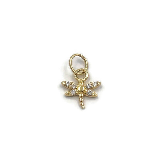 This is a dainty 14k solid gold dragonfly charm on a 3mm ring. 