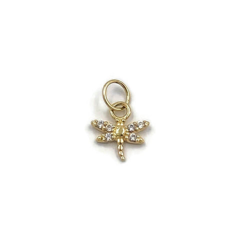 This is a dainty 14k solid gold dragonfly charm on a 3mm ring. 