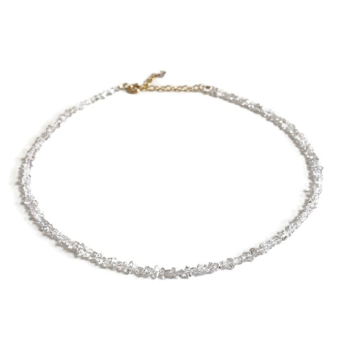 This is a gold Herkimer Diamond choker that is made of genuine Herkimer Diamond with gold filled clasp and extender.  