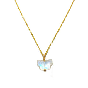 This moonstone butterfly necklace can be made in 14k gold, silver or gold filled chain. 