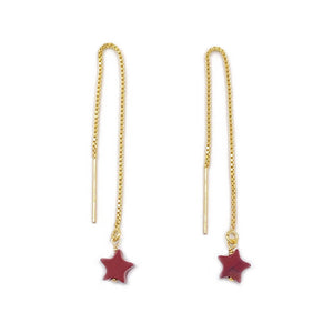 A pair of Gold Red Jasper star threader earrings 