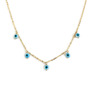 this is a gold evil eye necklace in dangling style. It can be made in 14k solid gold, gold filled or sterling silver.