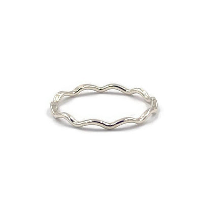 This is a dainty sterling silver wave ring that is stackable. 