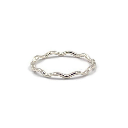 This is a dainty sterling silver wave ring that is stackable. 