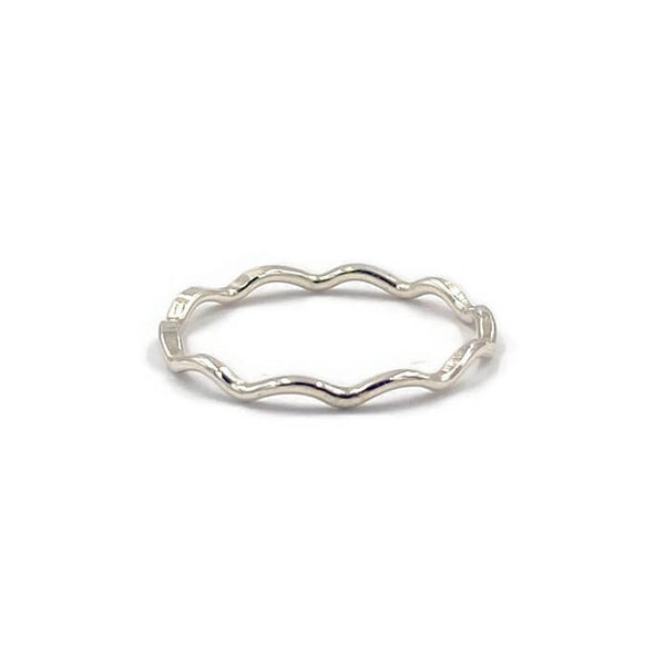 This is a dainty sterling silver wave ring that is stackable. 
