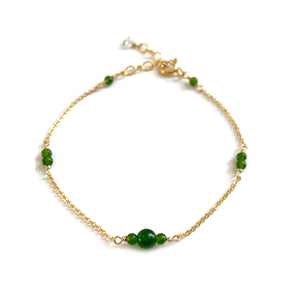 This is a genuine Taiwan Nephrite Jade bracelet that can be made in 14k soild gold, gold filled or sterling silver chain. 