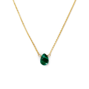 This Malachite necklace is dainty and made of genuine Malachite crystal.   