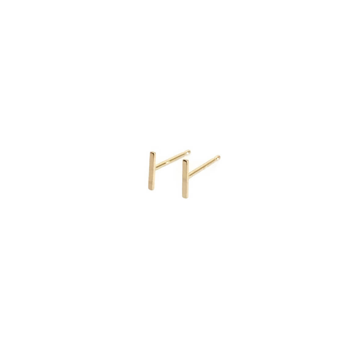 14k solid gold bar earrings are dainty and made of real 14k gold.  It's a gold bar stud earrings that come in pair for pierced ears.
