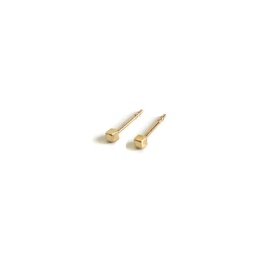 14k cube stud earrings are made of solid 14k gold and 14k ear posts
