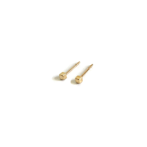 14k cube stud earrings are made of solid 14k gold and 14k ear posts