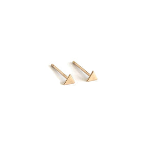 14k tiny triangle stud earrings are jewelry made in san francisco