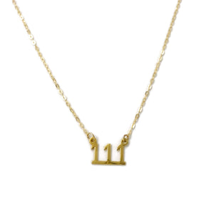 This is a 111 Angel number necklace that is made of gold filled material. 