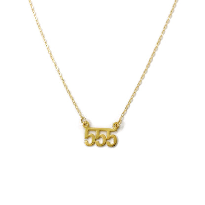 This is a 555 angel number necklace that is made of gold filled 555 charm and gold filled chain from Italy. 