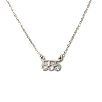 This is a silver 555 Angel number necklace. We can make it in 16" or 18" for you. 