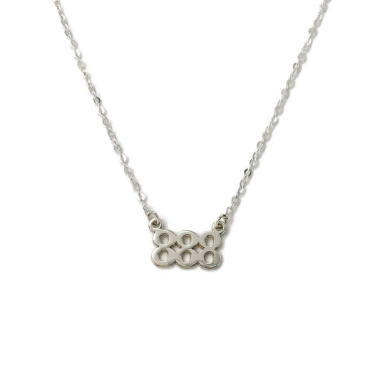 This is a sterling silver 888 Angel Number necklace. We can make it in 16" or 18" for you. 