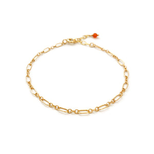 This is a dainty gold figaro chain with carnelian bead.  It's made of gold filled figaro chain with genuine carnelian bead. 