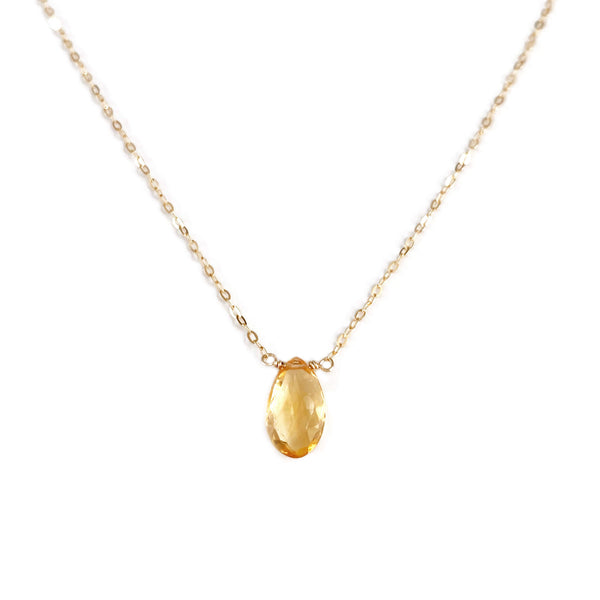 Dainty citrine necklace is made of 14k dainty gold and a single real natural citrine gemstone. 