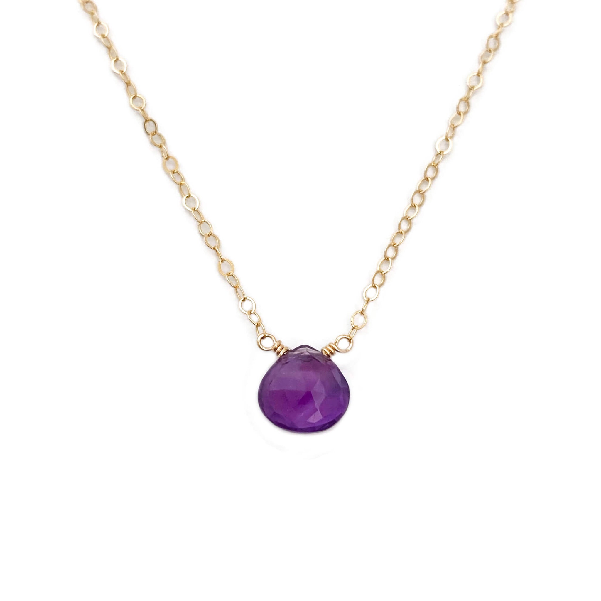 Dainty Amethyst necklace is made of real amethyst and 14k solid gold.  This Amethyst stone necklace can also be made in sterling silver or gold filled chain.