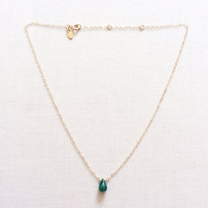 Real emerald necklace is made of adjustable chain.  It's one of the best selling meaningful birthstone necklaces. 