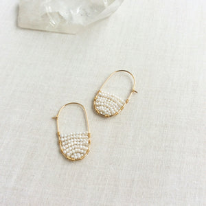 Pearl Oval Hoop Earrings