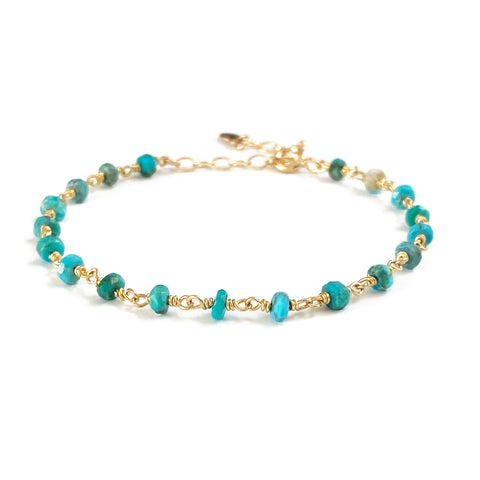 Dainty simple turquoise bracelet is December birthstone bracelet