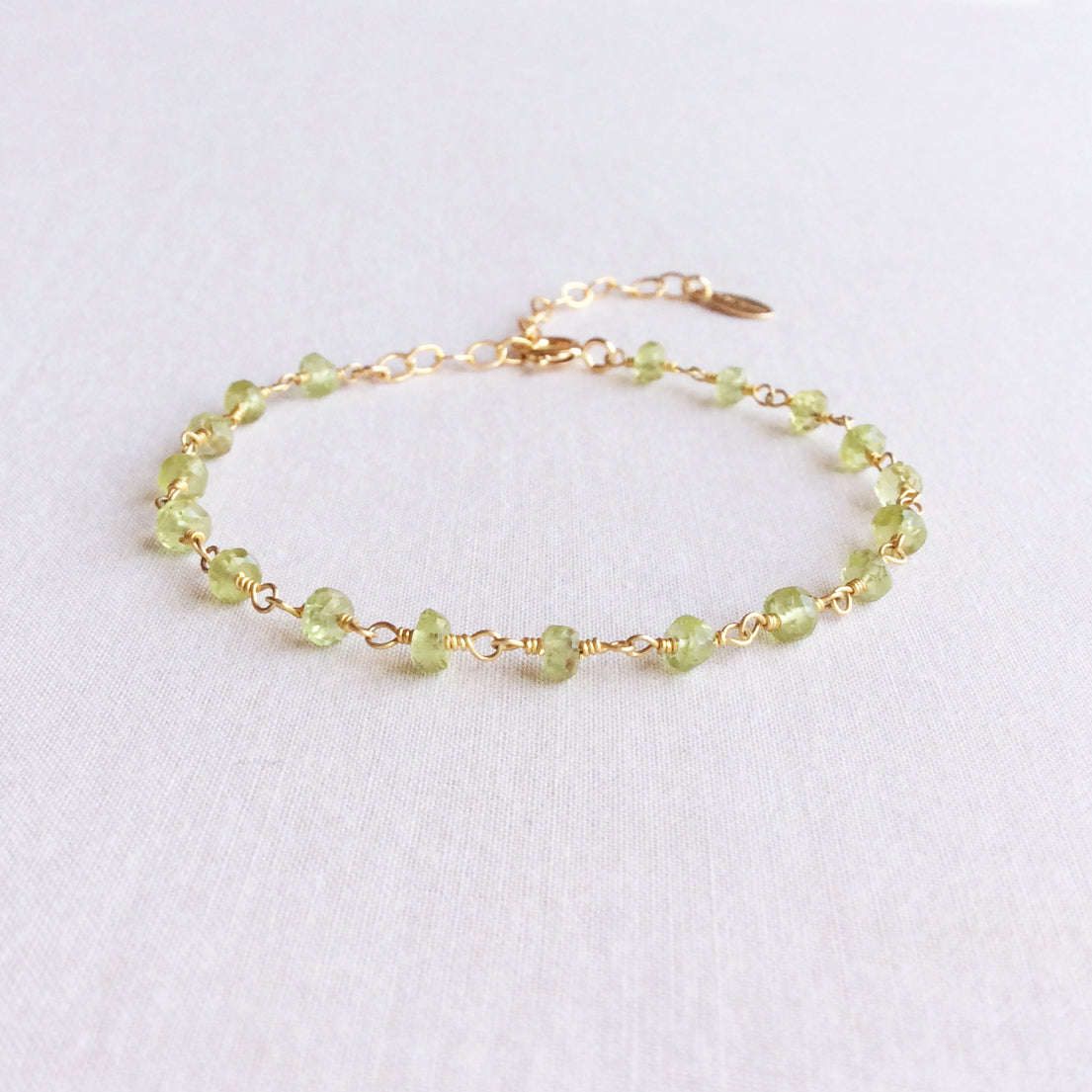 This August Peridot birthstone bracelet is a great gift idea for mother's day.