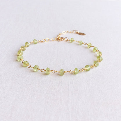 This August Peridot birthstone bracelet is a great gift idea for mother's day.