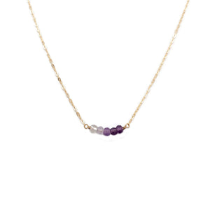 This Amethyst bead necklace is made of ombre amethyst and 14k gold chain.  Its a great graduation gift idea or a birthday gift idea for people who like unique jewelry.