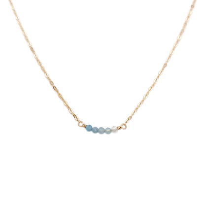 This ombre blue necklace is made of genuine shaded aquamarine beads and 14k gold chain.  It can be made in gold filled chain or sterling silver chain with extender. 