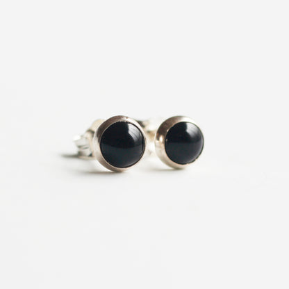 sterling silver 5mm black onyx stud earrings for women or for men