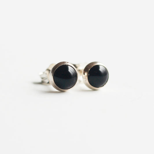 sterling silver 5mm black onyx stud earrings for women or for men