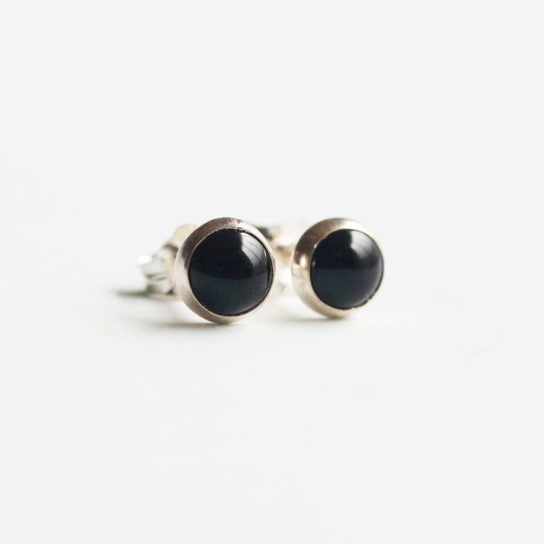 sterling silver 5mm black onyx stud earrings for women or for men