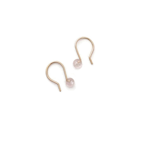 This rose quartz earrings are great to layer with other gold earrings