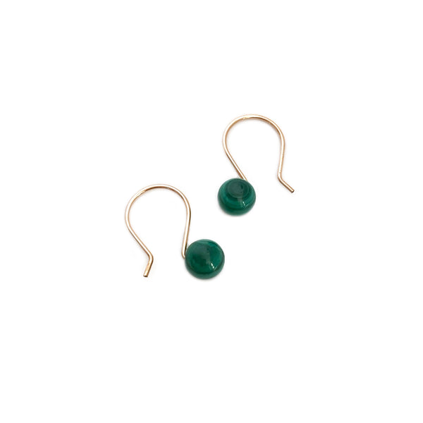 This is a pair of green gemstone earrings made of 6mm Malachite beads